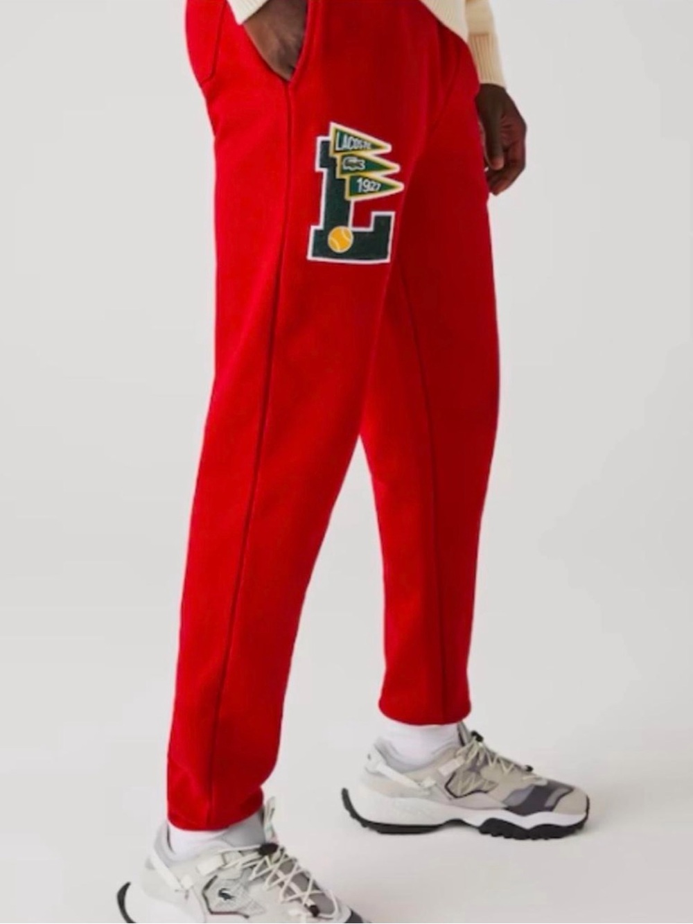Lacoste Red Men's Relaxed Sweatpants with Varsity Patch